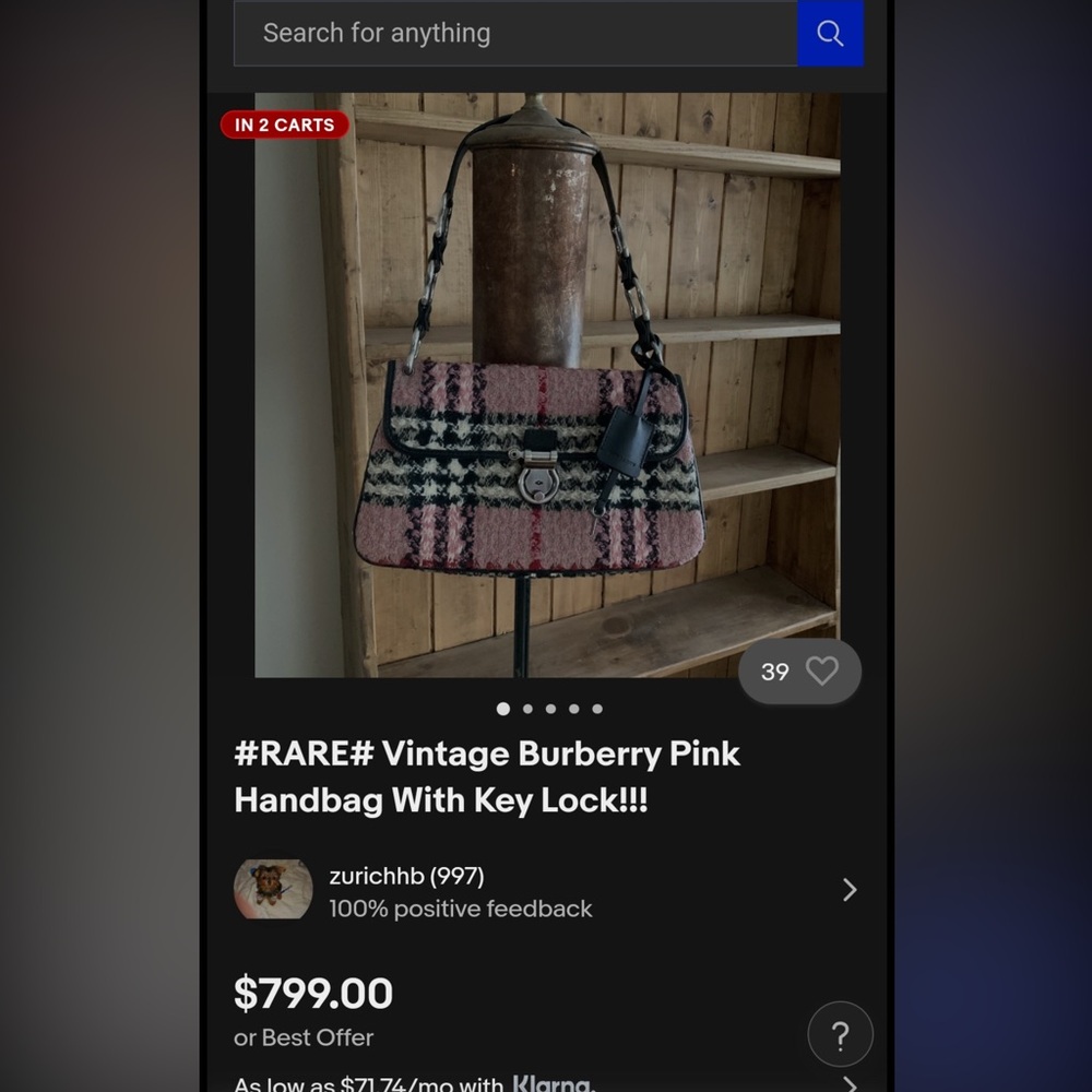 RARE BURBERRY WOOL NOVA KEY HANDBAG 💗 - Picture 11 of 12